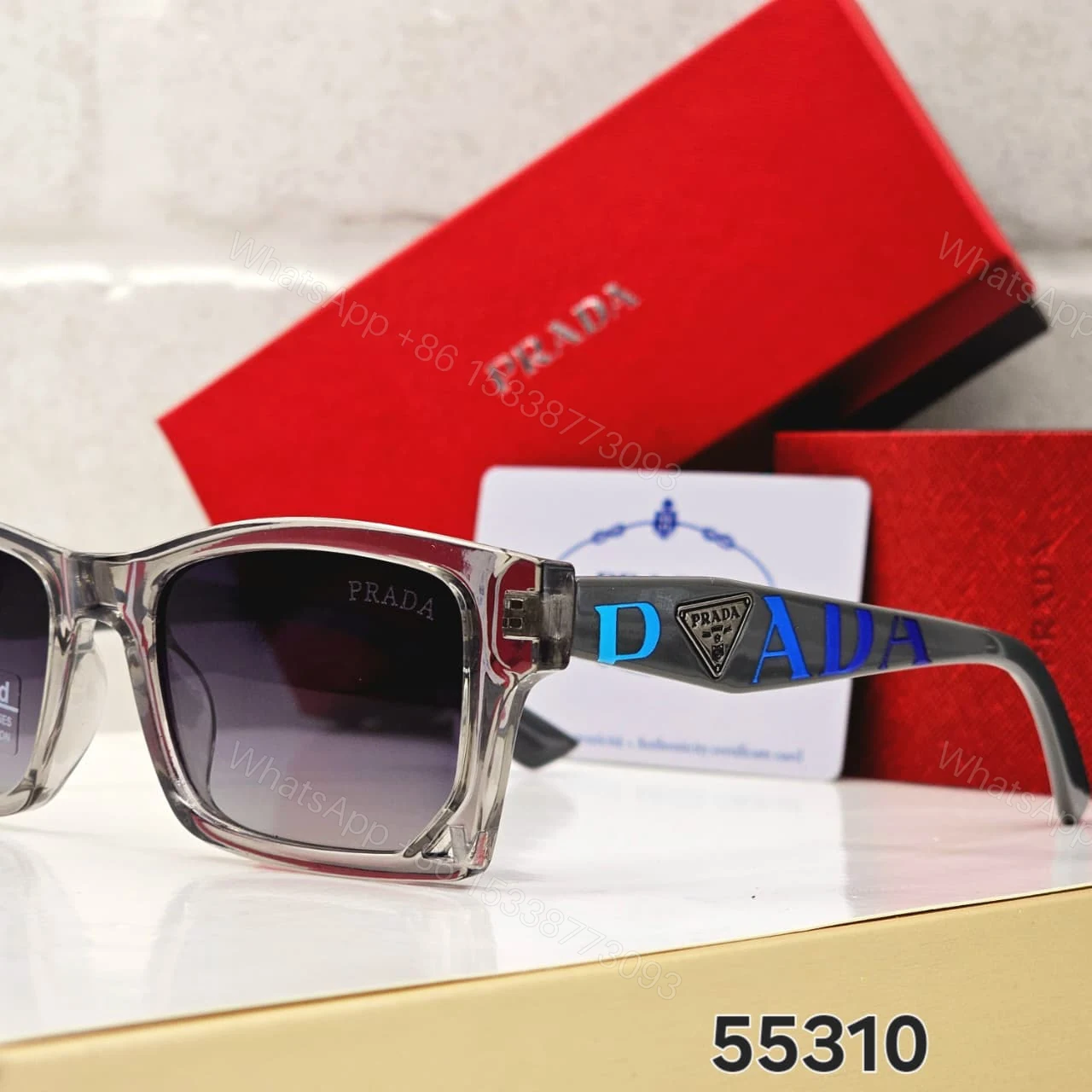 View 5 of Prada Square Polarized Black-Grey Tan Sunglasses