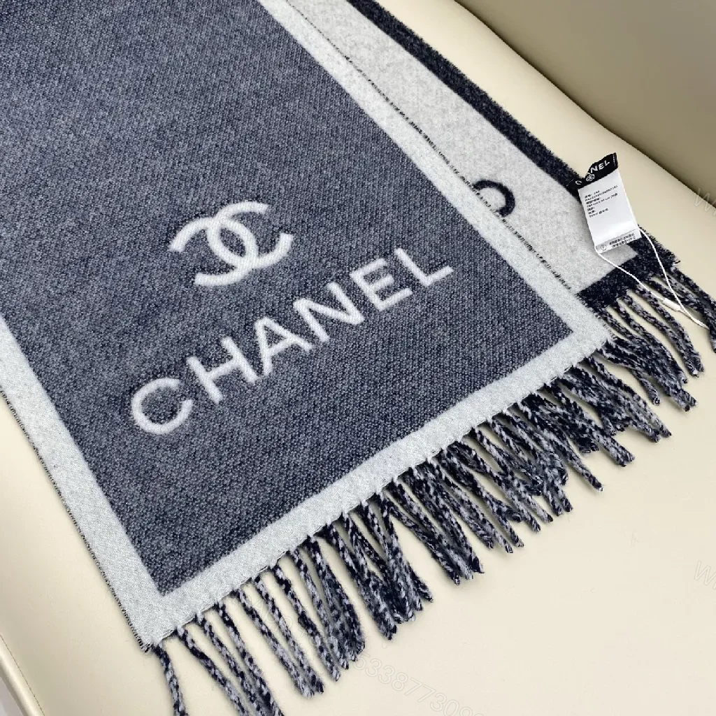View 3 of Navy Knit Scarf: Luxurious Unisex Wrap with Fringed Detail