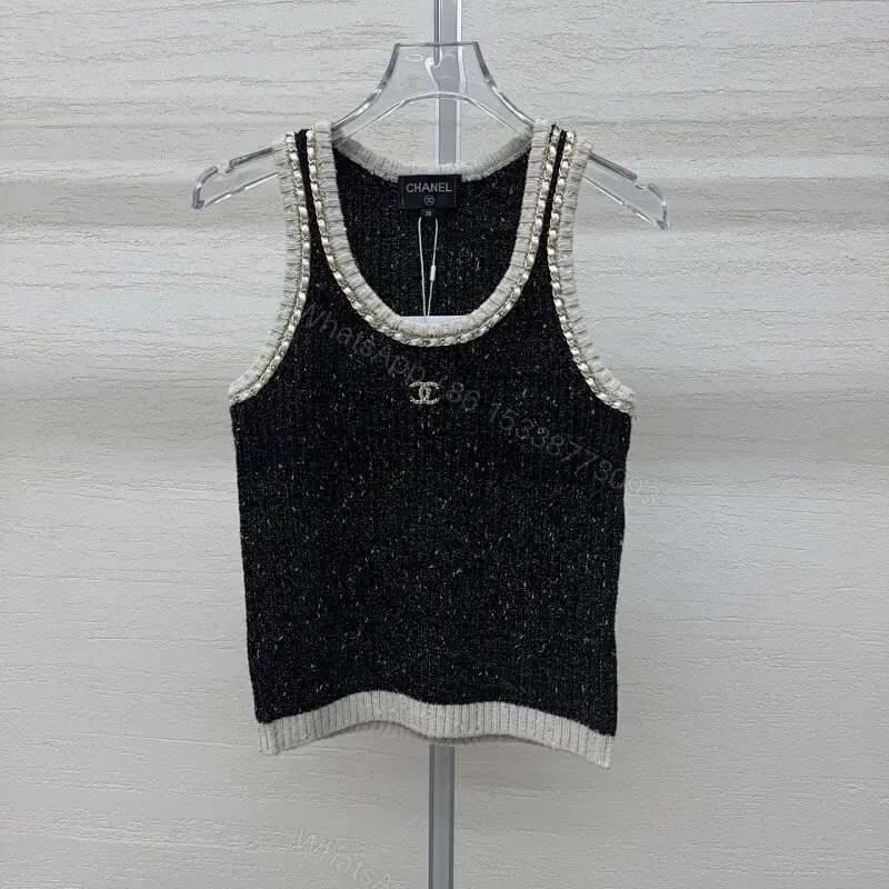 Textured Tweed Knit Tank with Crystal Trim — view 1