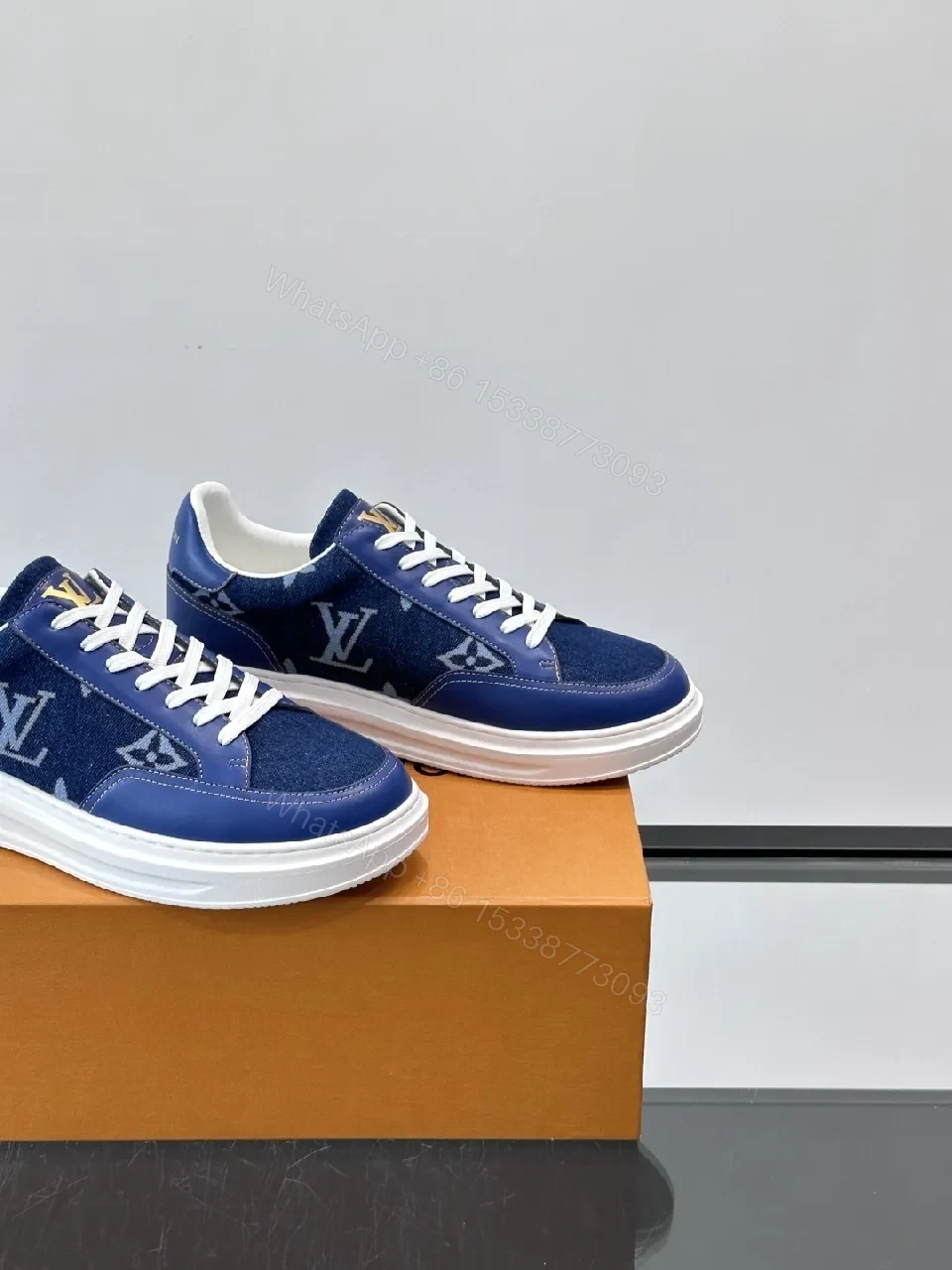 View 4 of Navy Denim Low-Top Sneakers: Luxe Street-Ready Comfort