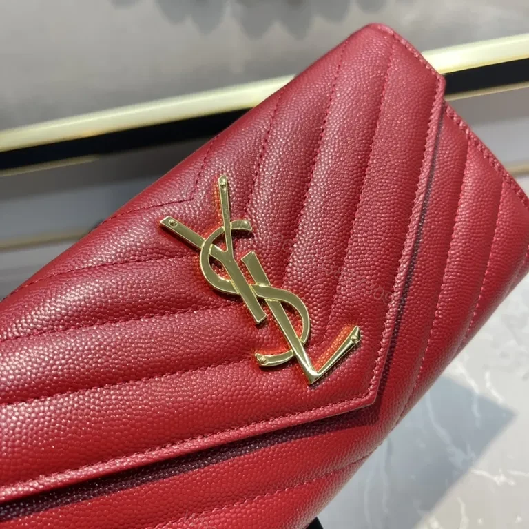 View 6 of Vivid Red Chevron Wallet-Clutch with Gold Hardware