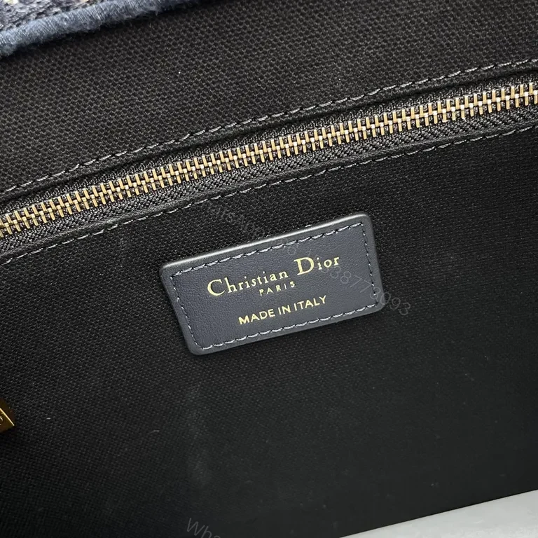 View 7 of Navy/Beige Dior-Pattern Mini Tote: Modern Sophistication
