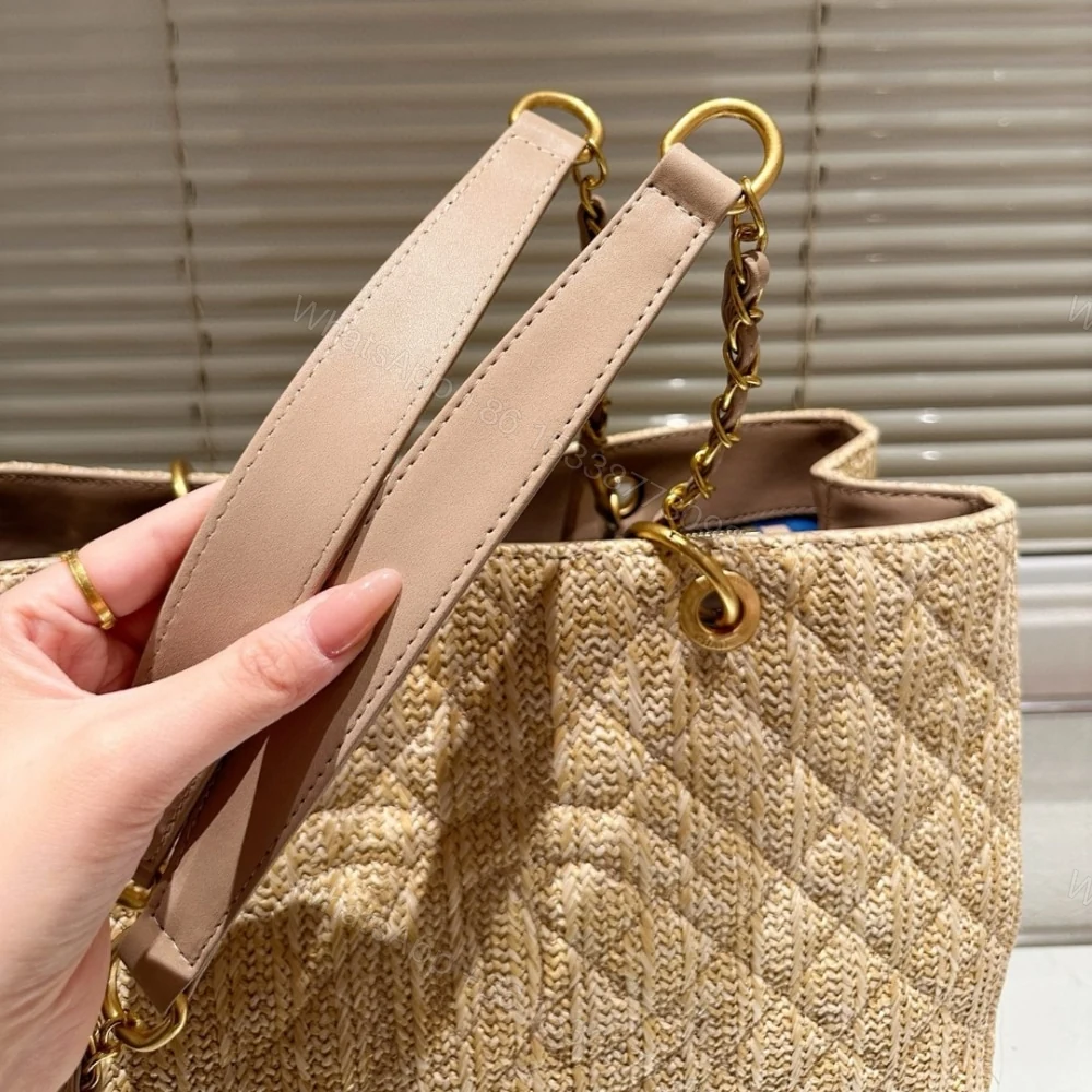 View 6 of Chanel Grand Shopping Tote Straw Bag 38Cm