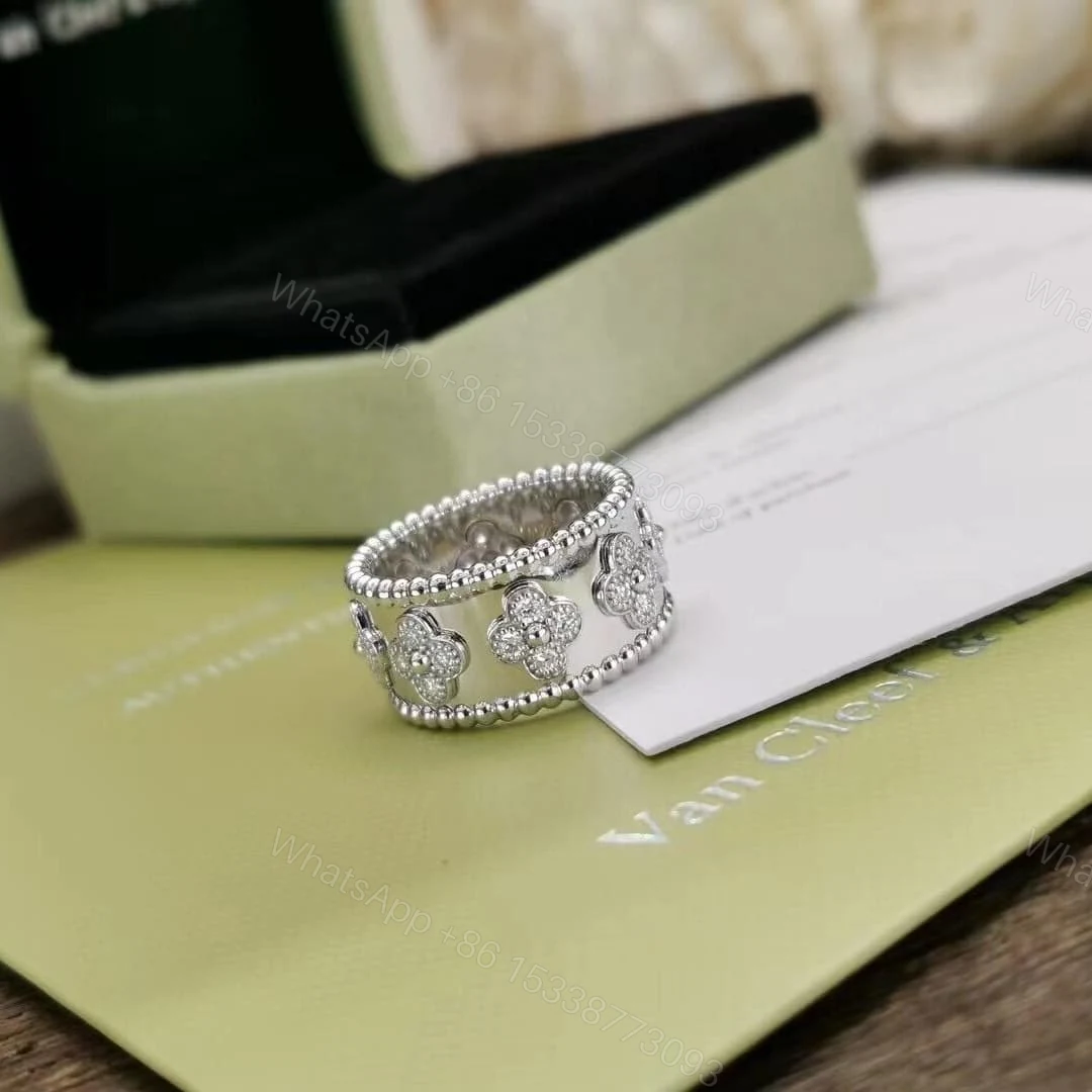 View 2 of VCA Perlee Clovers Diamond Ring 18K White Gold Medium Model VCARO9ND00