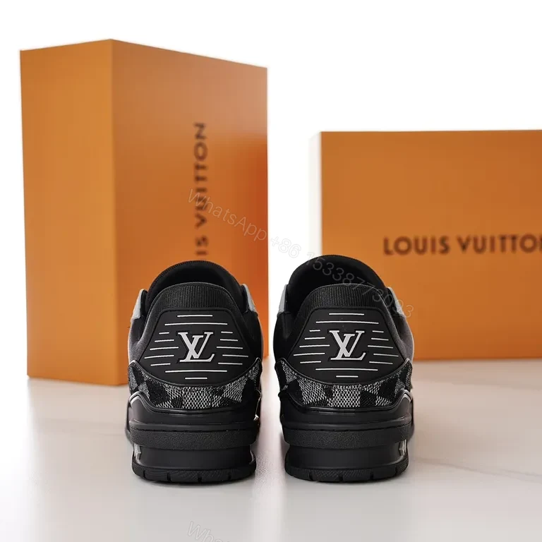 View 9 of Black/Gray Checkered Low-Top Sneakers, Luxury LV Style, Comfort-Driven