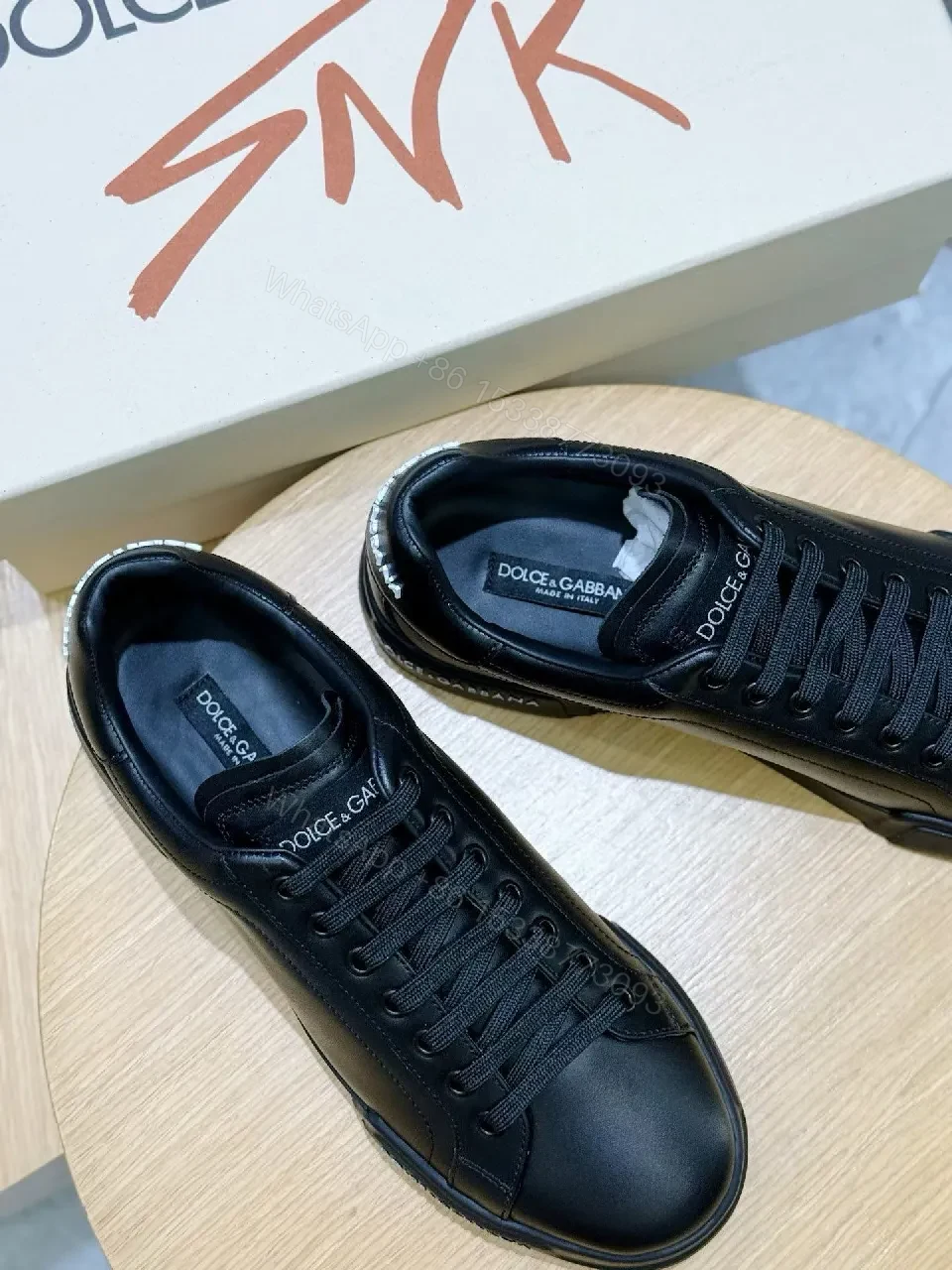 View 6 of Lux Black Leather Low-Top Sneakers: Subtle Brandless Luxe