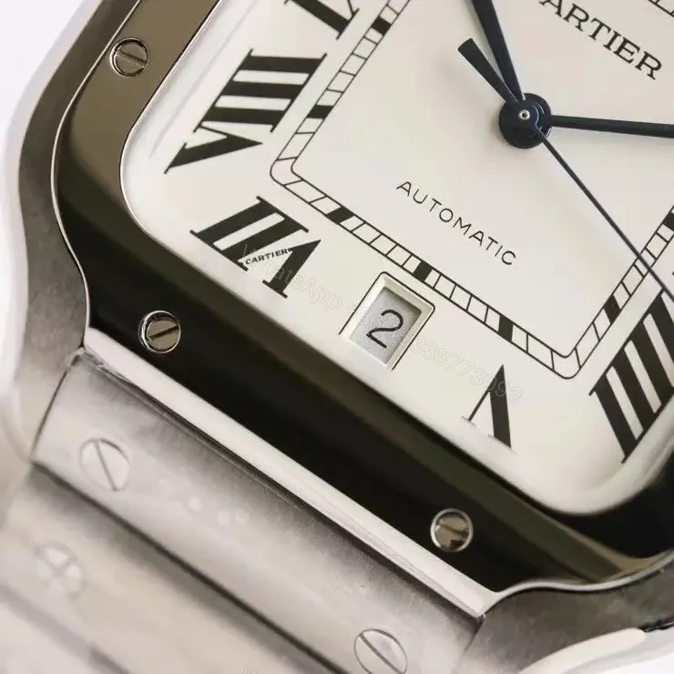 View 3 of Cartier super clone Santos White Dial Steel Bracelet Premium 40MM RG-CARTIER-SANTOS-WHT-STL-40