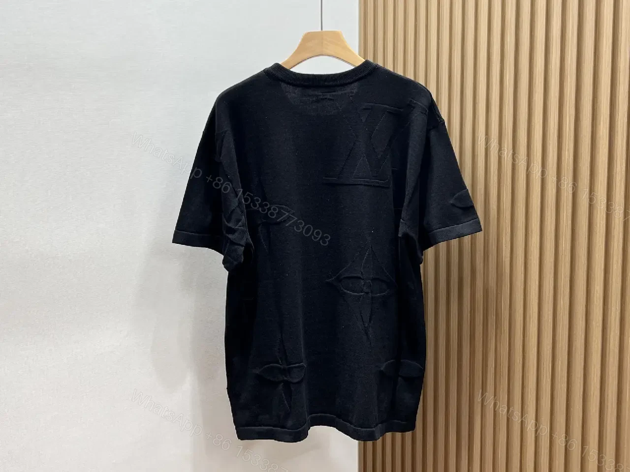 View 2 of White Embroidered Cotton T-Shirt Luxury Style with LV Monogram Key Feature T-Shirt