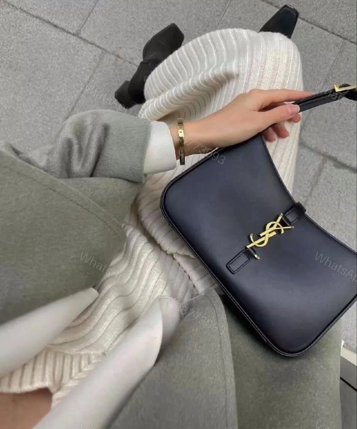 View 22 of FIRST COPY SAINT LAURENT SHOULDER BAG - CROCODILE-EMBOSSED LEATHER AND CLEAN LEATHER