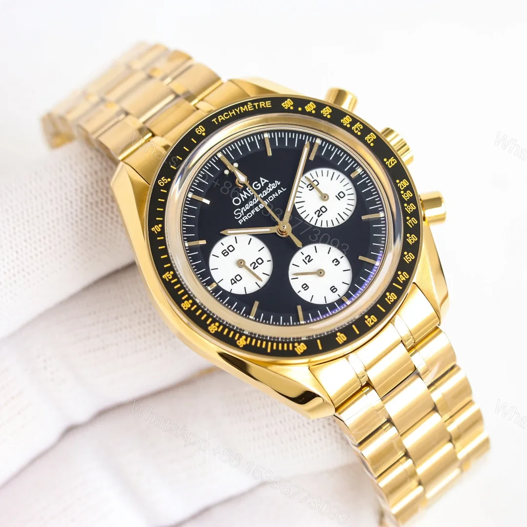 View 2 of Omega Speedmaster Gold Replica 42MM Premium Bracelet Moonwatch Edition OM-SP-GLD-BRC-42