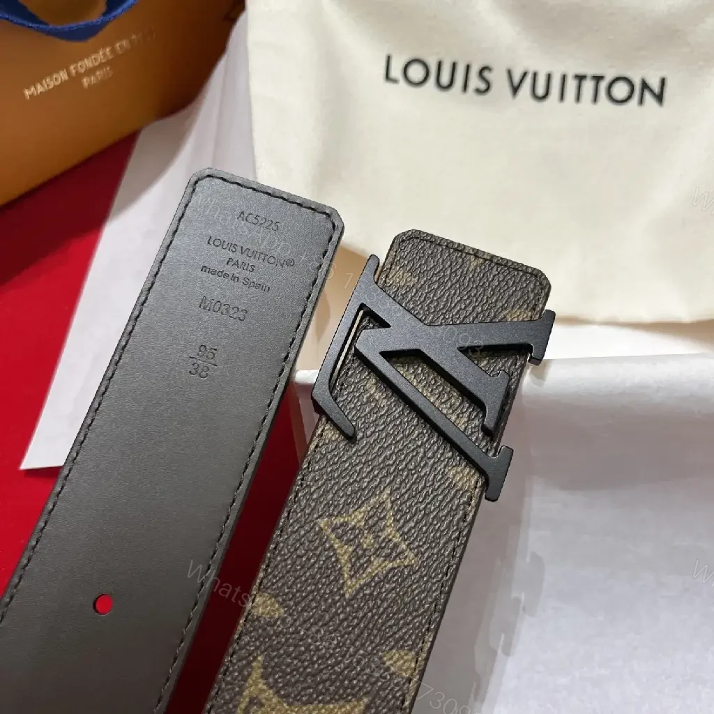 View 3 of Elegant Monogram Leather Belt: Durable Luxury Accessory
