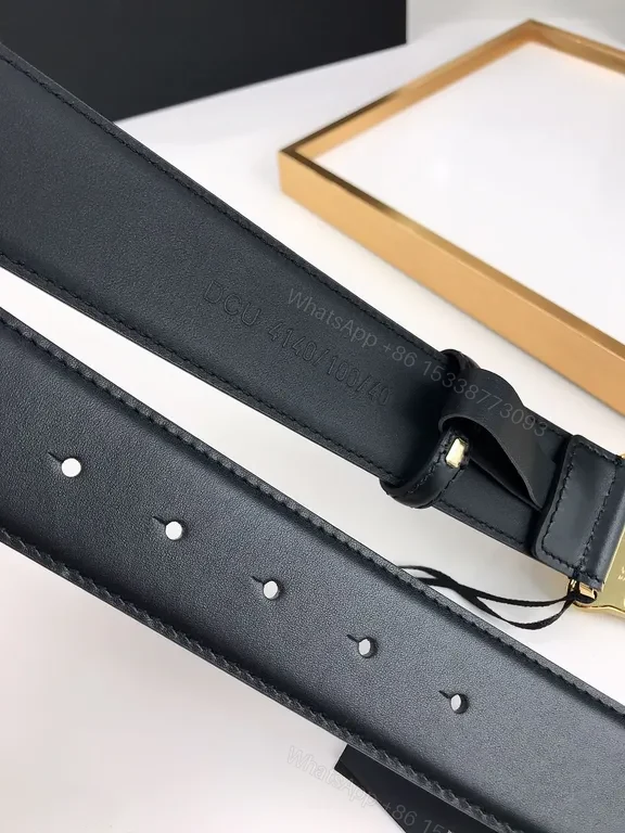 View 4 of Black Leather Belt with Gold Medusa Buckle - Lux, Versace-Inspired