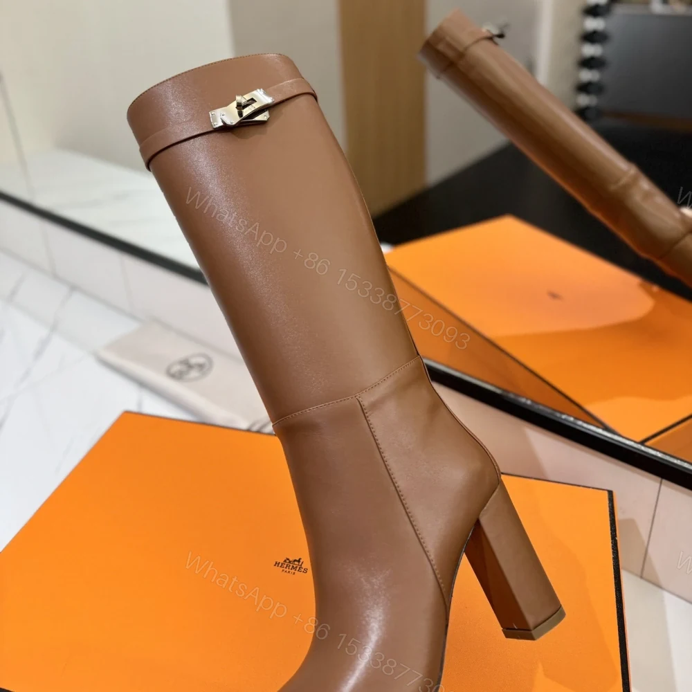View 6 of 高仿Hermes*H202250ZA3小牛皮高筒靴棕色8.5CM免檢版