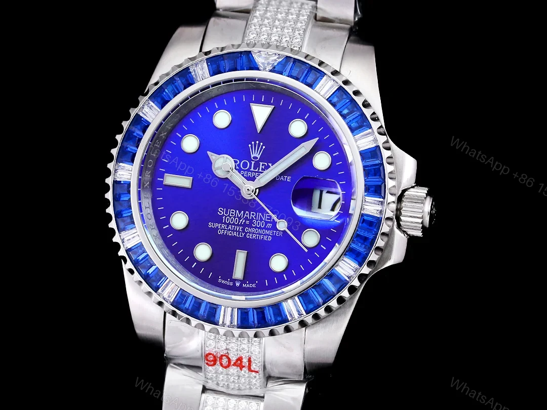 View 2 of Rolex Full Iced Diamond Dial Three-Link Bracelet Gold Luxury Watch 42mm Ultimate Edition RG-ROLEX-FULL-ICED-GOLD-DIA-42