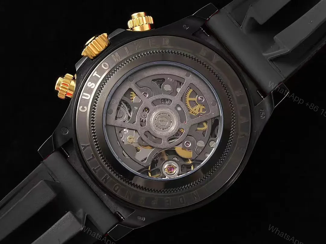 View 8 of Top Rolex Daytona Skeleton Black replica 40MM Carbon Black Rubber Strap Edition RG-DAYTONA-SKELETON-BLACK-RUBBER-40