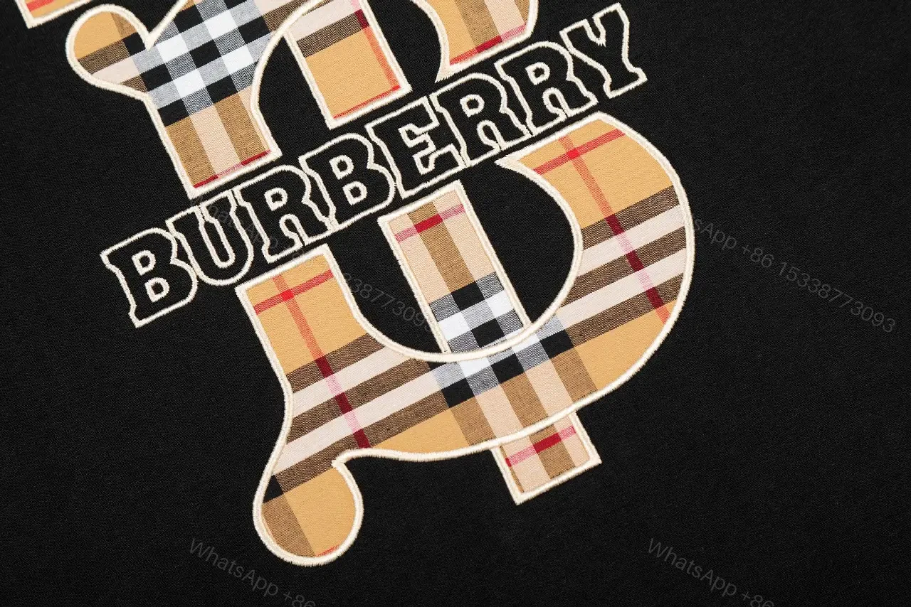 View 8 of Bold Logo Tee: Black Cotton, Modern Streetwear, Plaid Logo, Tee