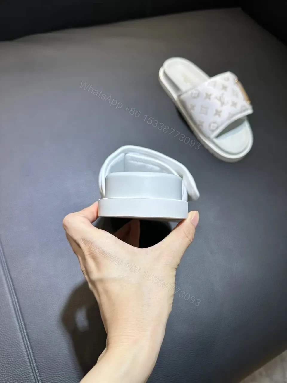 View 2 of White + Monogram + Slides + All-Day Comfort + Slide