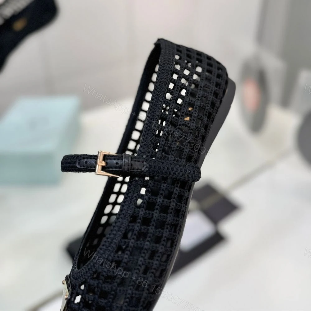 View 8 of Prada Crochet Ballerinas Black