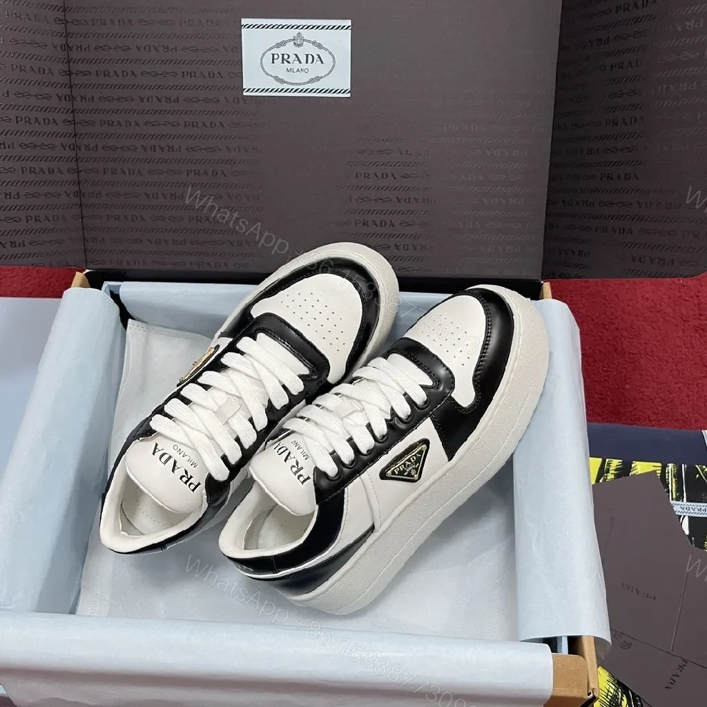 View 7 of Modern Leather-Trim Low-Top Sneakers: Bold Contrast, Supreme Craft