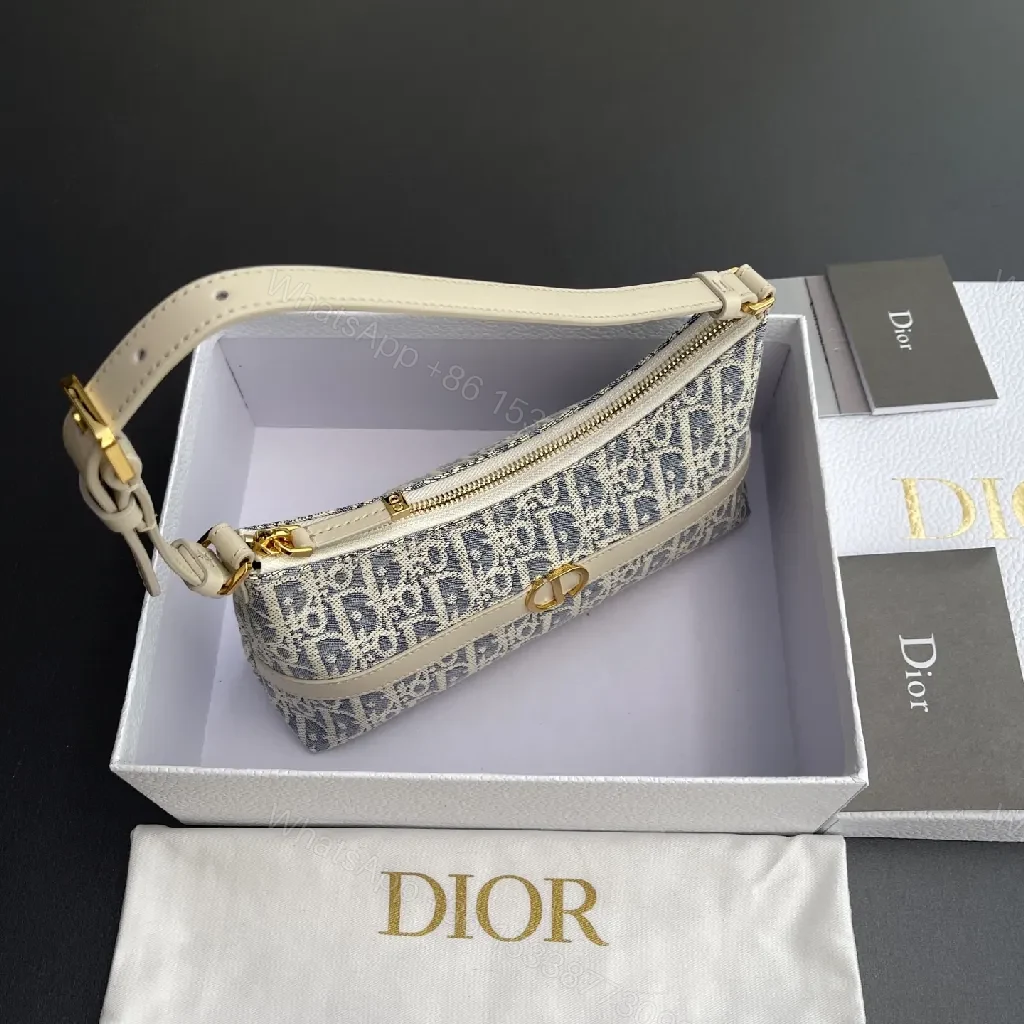 View 3 of Denim Jacquard Mini Bag with Gold-Accent Hardware