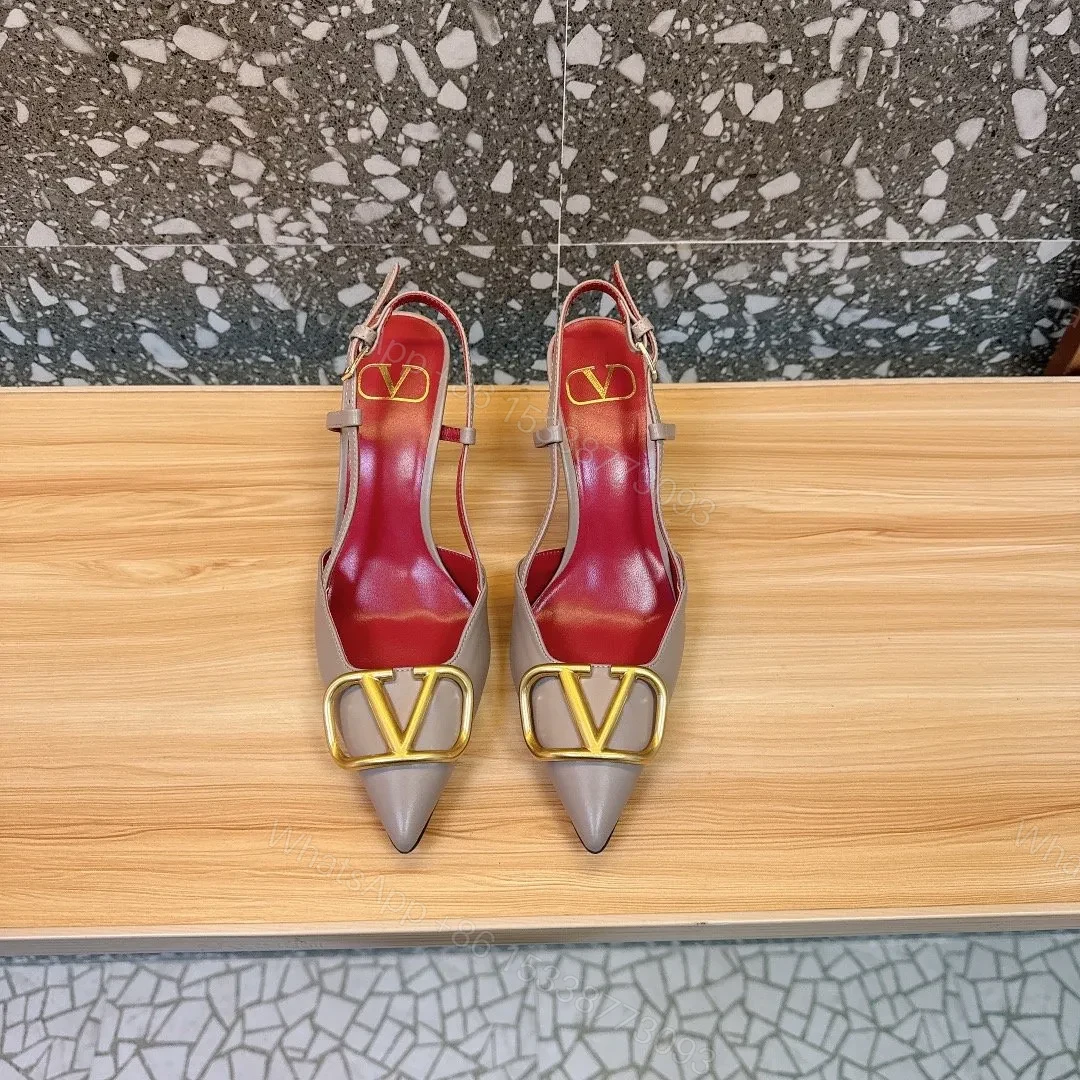 Valentino Women Beige Leather Pointed Pumps — view 1