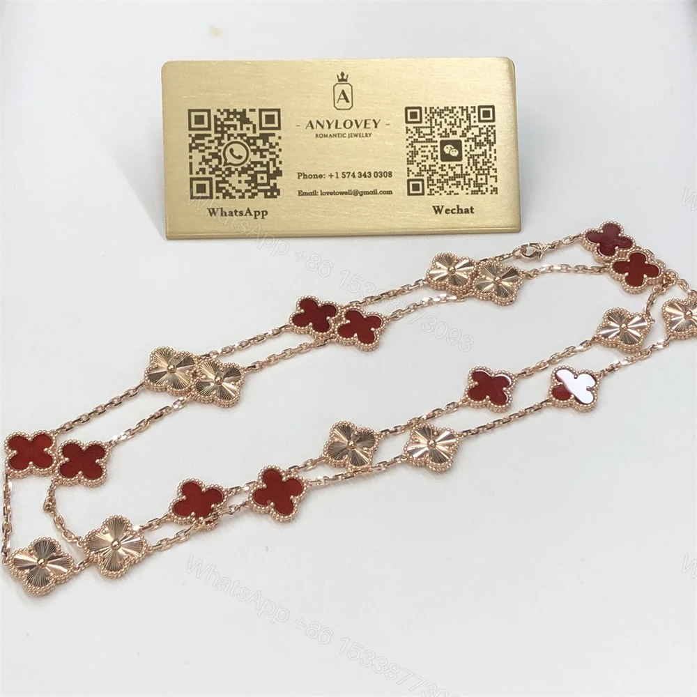 Van Cleef & Arpels Vintage Alhambra Long Necklace 20 Motif Guilloche Carnelian VCARP7RO00 — view 1
