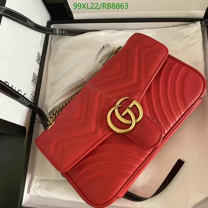 View 17 of Small Gucci GG Marmont Chain Bag in White Chevron Leather 987654