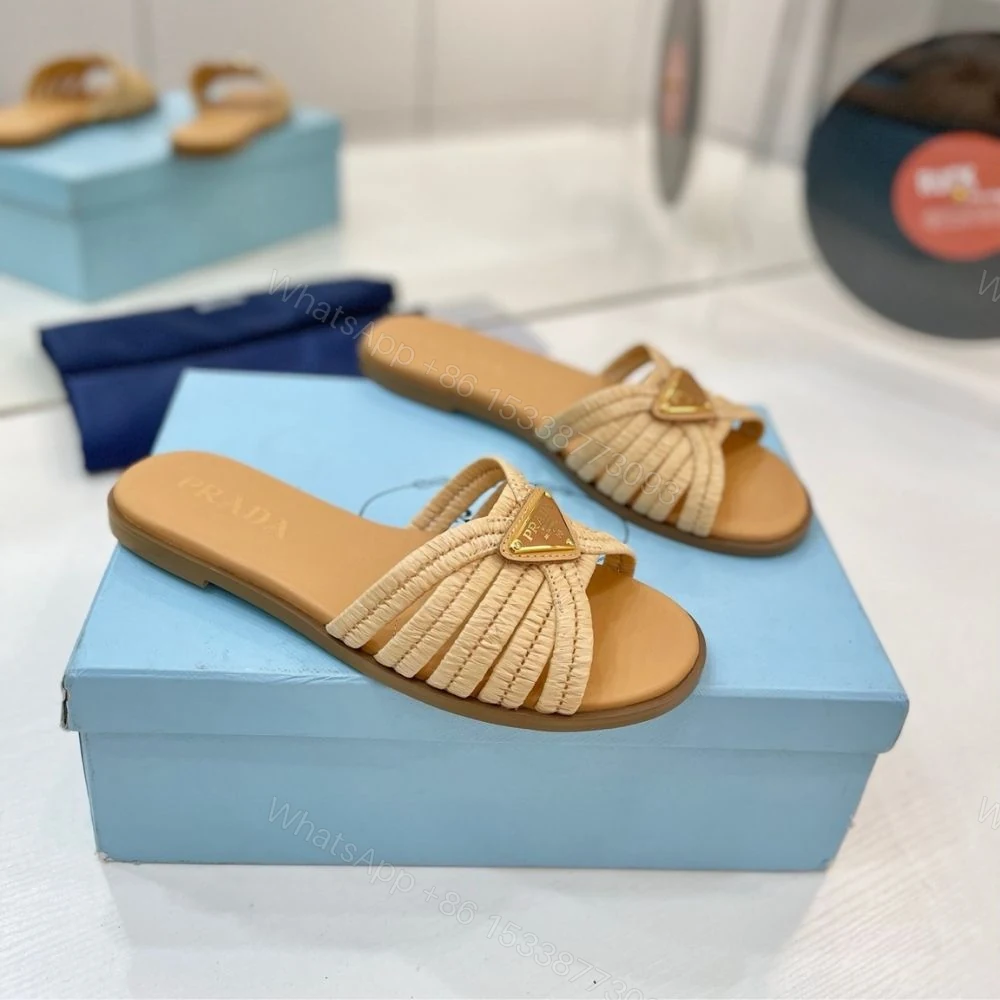 View 2 of Prada Crochet Slides Natural