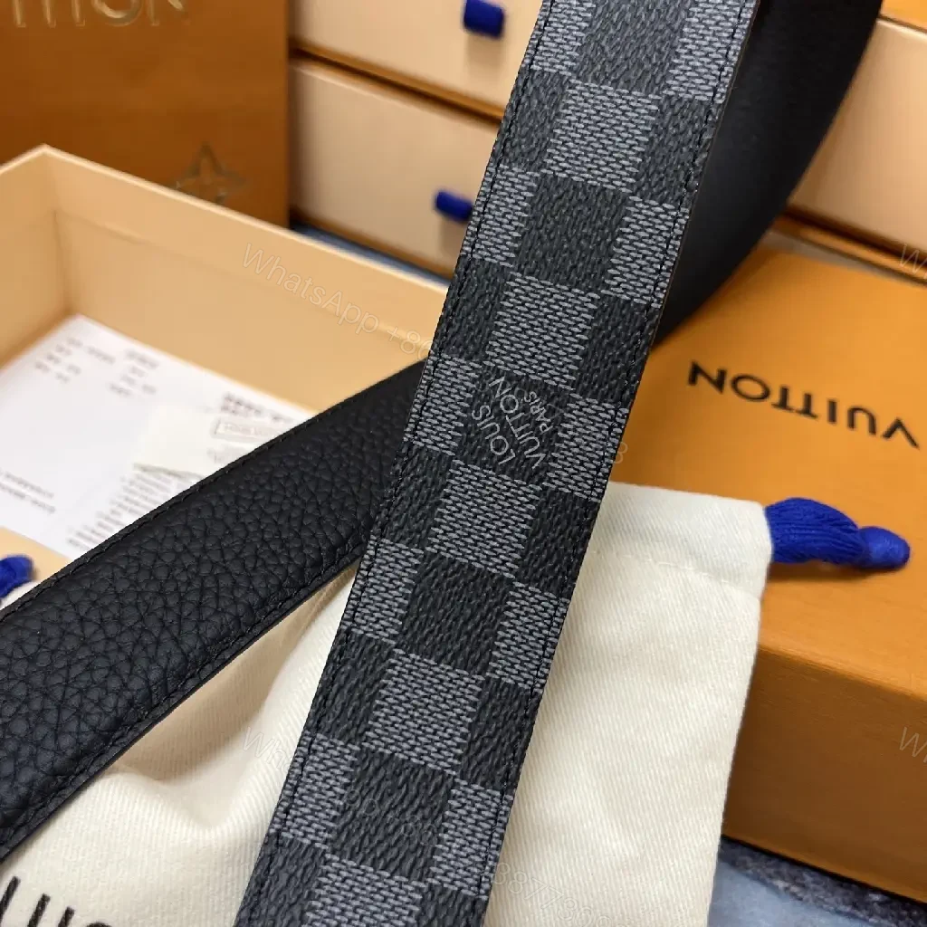 View 2 of Dual-Texture Leather Belt: Mono-Chic Checkerboard Accent Belt