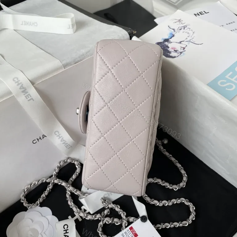 View 7 of Soft Quilted Pink Mini Bag with Iconic Chain Strap