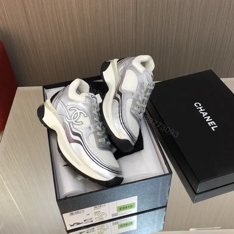 View 9 of Elegant Silver Chanel-Inspired Metallic Trainers for Everyday Luxury