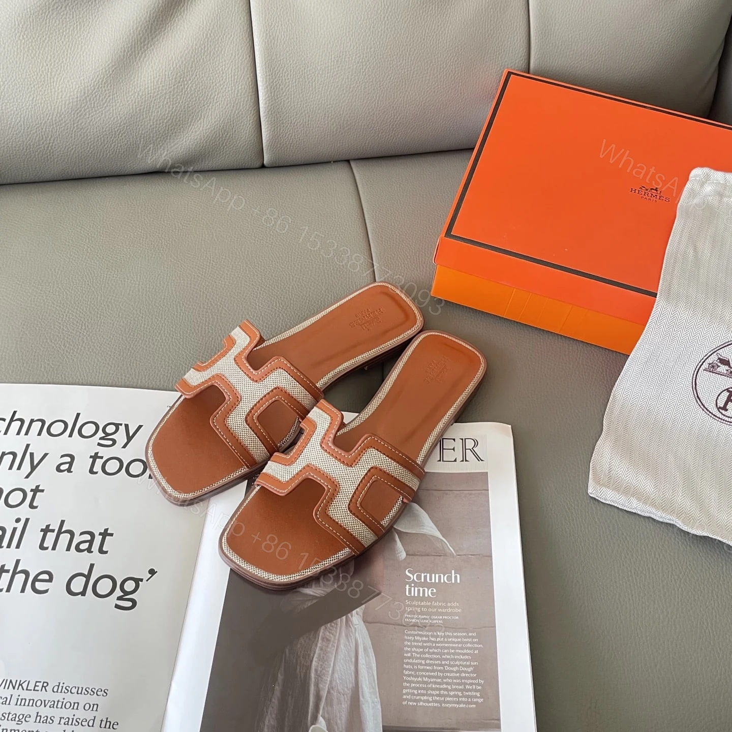 View 2 of HERMES ORAN SANDAL GOLDEN BEIGE H221106Z 79360
