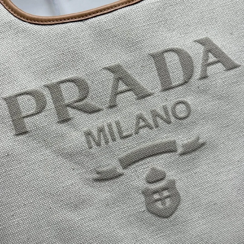 View 9 of Linen Tote with Leather Trim: Everyday Luxury Tote