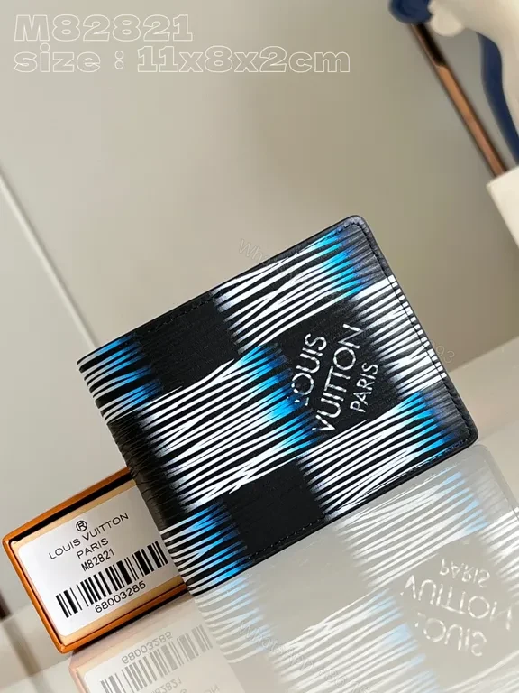Graphic Stripe LV Wallet: Leather, Modern, Luxe—Compact Design — view 1