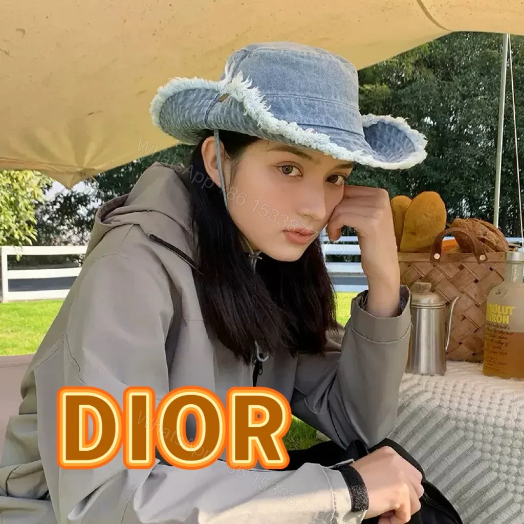 View 3 of Denim Bucket Hat with Frayed Edge, High-Style Accent