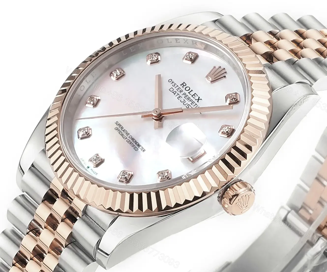 View 4 of Rolex Datejust 41 Rolesor Everose Fluted Oyster MOP 126331-0013
