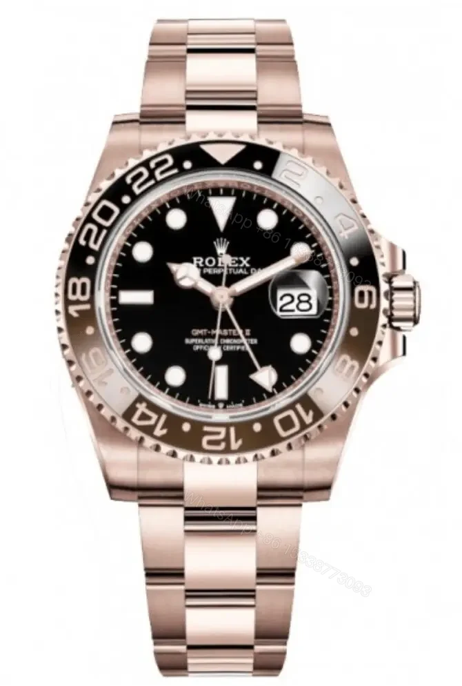 Replica Rolex GMT Master 2 – Rose Gold/Black — view 1