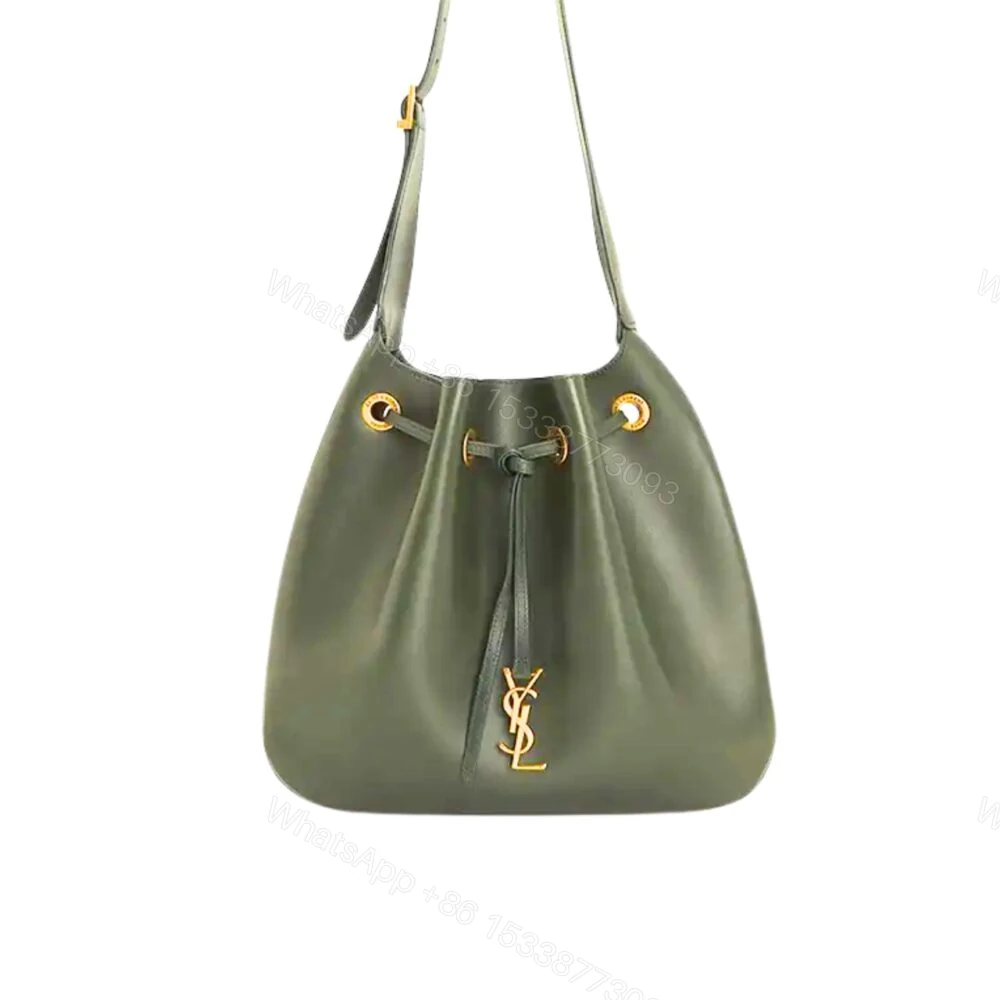 Saint Laurent Paris VII Medium Flat Hobo Bag In Smooth Army Green 28Cm — view 1