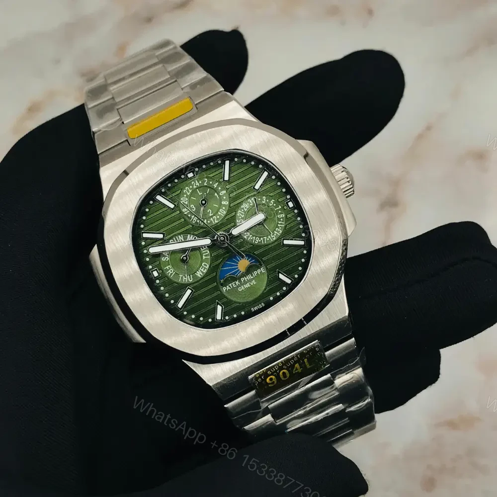 Patek Philippe Nautilus Moonphase Green Dial Watch — view 1