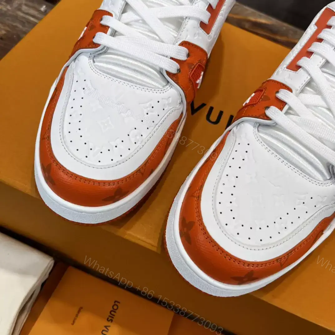 View 4 of LOUIS VUITTON TRAINE SNEAKERS IN WHITE AND ORANGE – LSVT386