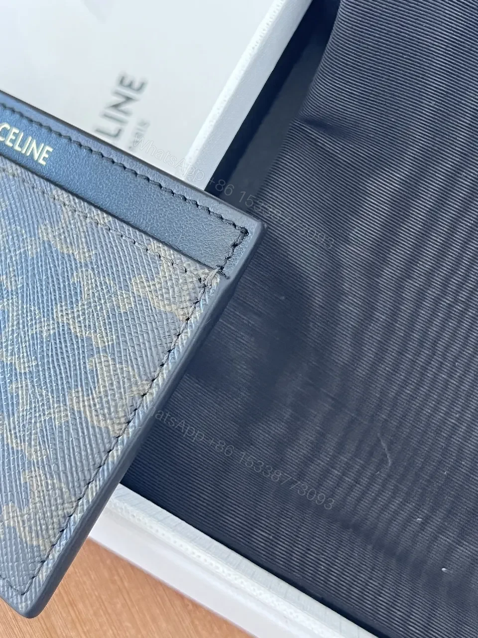 View 2 of Chic Monogram Cardholder: Black Leather Trim, Compact Luxury