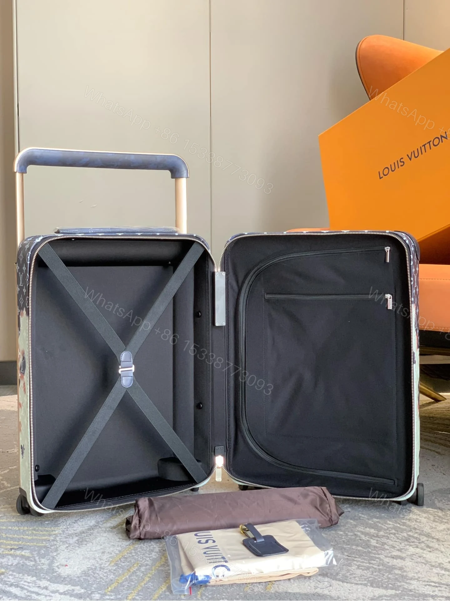 View 5 of Louis Vuitton Horizon 55 Suitcase Monogram Bleach Coated Canvas Ink Blue 55Cm M10289