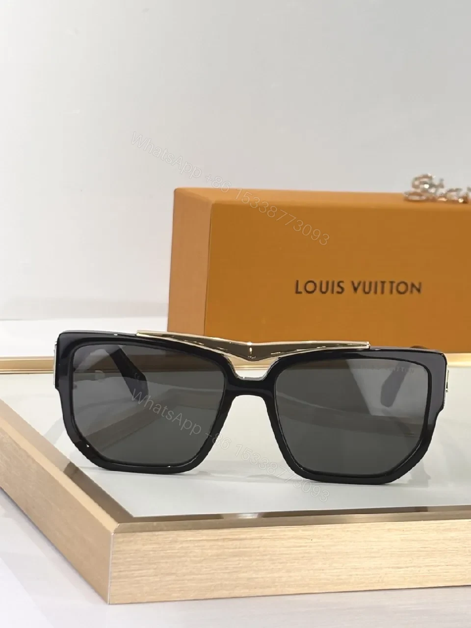 View 3 of Oversized Square Black Acetate Sunglasses with Gradient Lenses