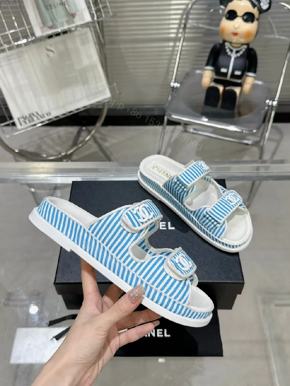 Blue Striped Sandals: Casual Luxe Comfort — view 1