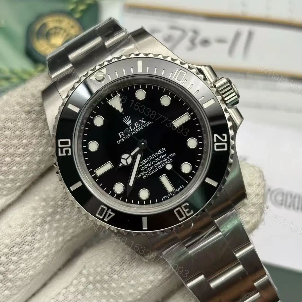 View 4 of Replica Rolex Submariner Silver/Black No Date