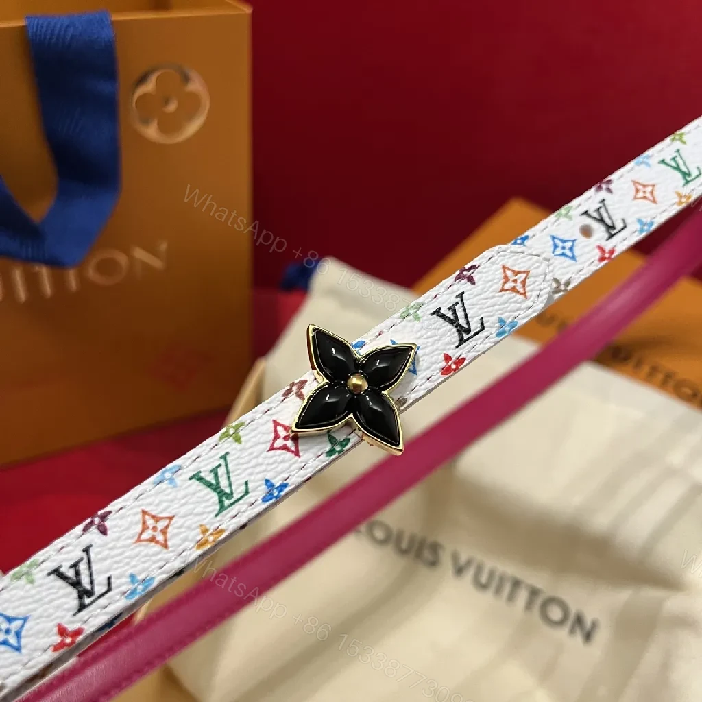 View 5 of Colorful Monogram Belt with Fleur-de-Lis Clasp, Luxe Contrast