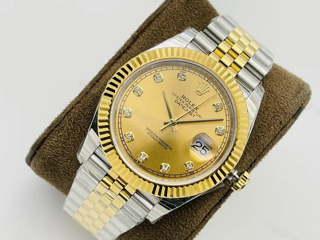 View 2 of Fake Rolex Datejust Champagne Diamond Best Jubilee Bracelet 41MM 126333-0010