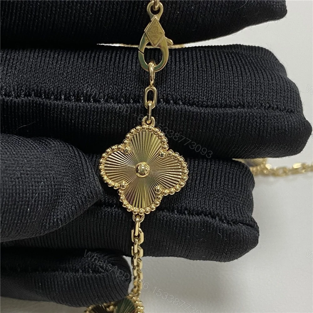 View 3 of Van Cleef Arpels 10 Motif Necklace Guilloche Gold VCARP3JJ00