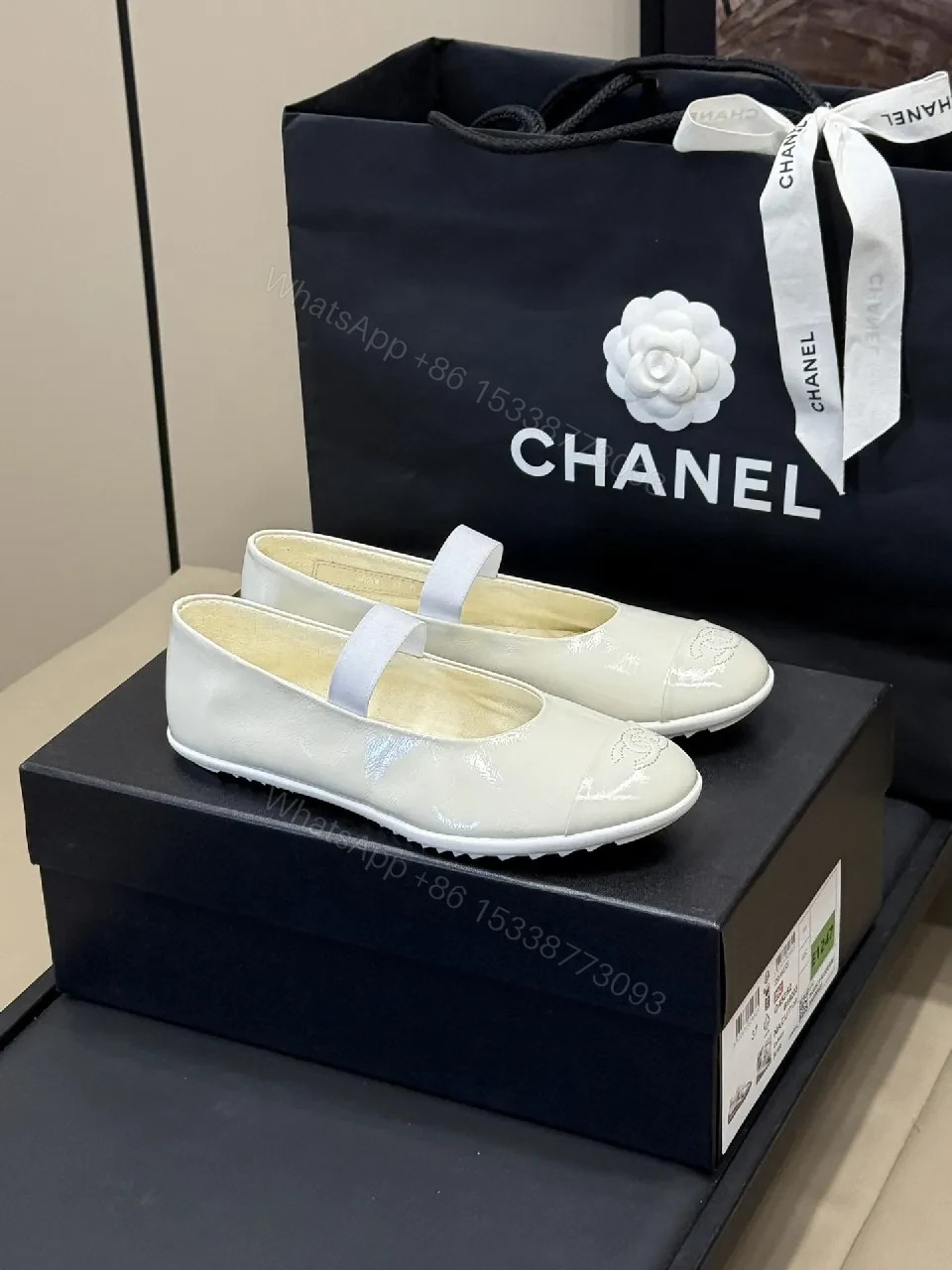View 6 of Soft Neutral Patent Flats, Quilted Insole, All-Day Comfort