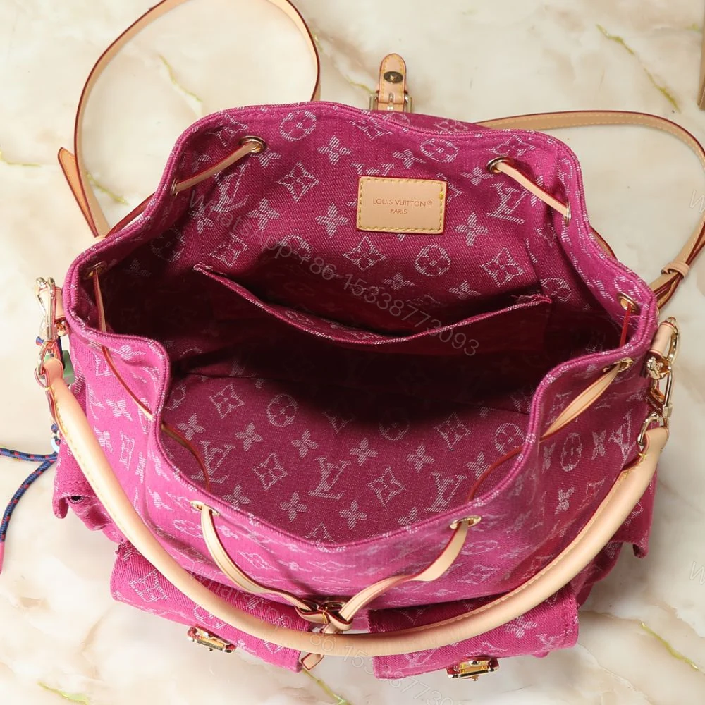 View 4 of Louis Vuitton Montsouris Cargo Backpack Pink Denim 32Cm